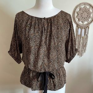 EXPRESS Drop-Waist Cheetah Print Blouse